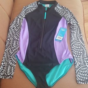 Speedo Long Sleeve One Piece Swimsuit L
